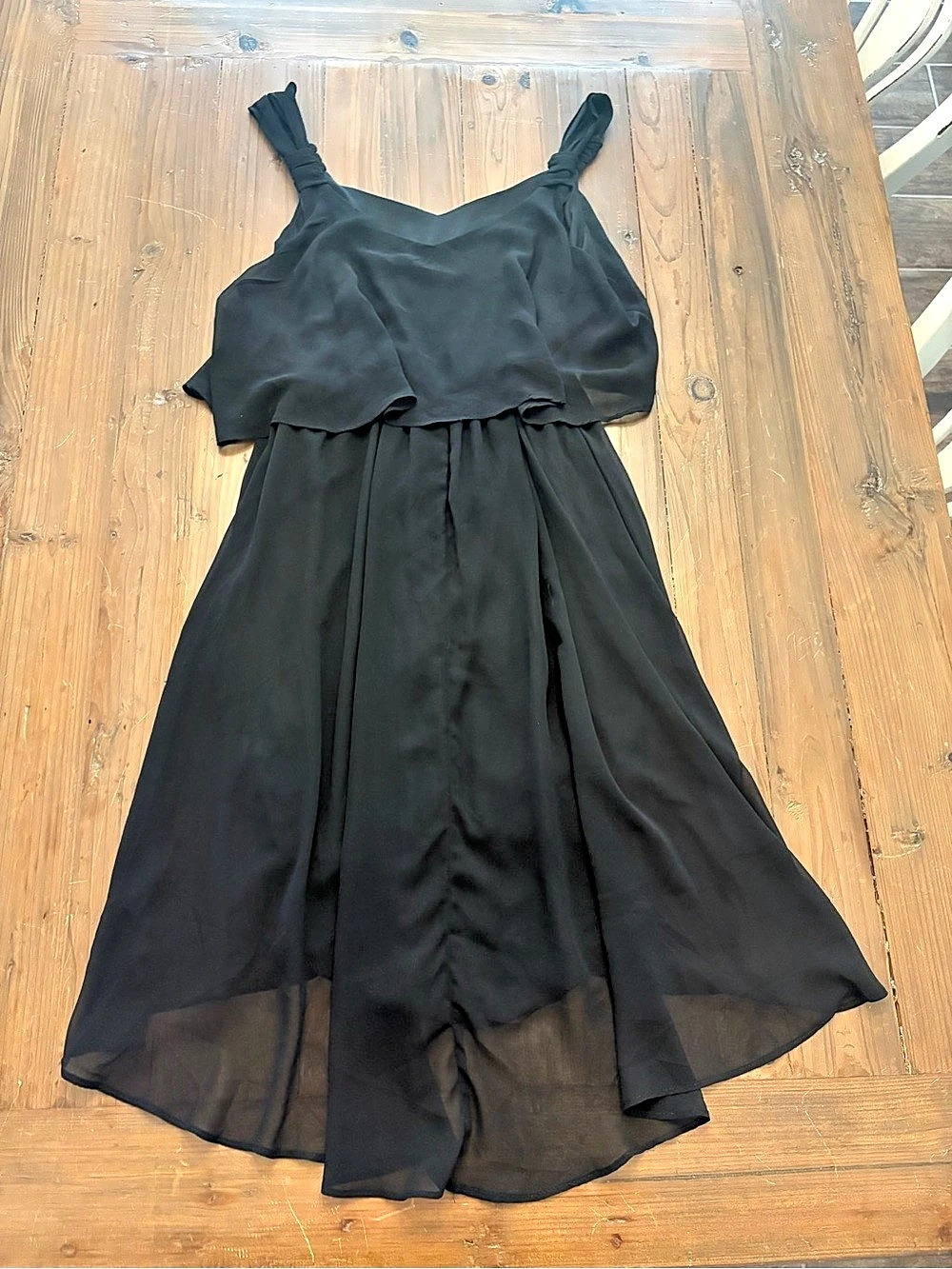 One Clothing Black Chiffon High-Low Ruffle Cocktail Dress - Size Large - Picture 2 of 9